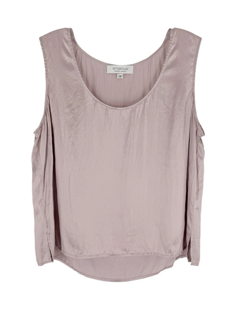 Emanuel Ungaro Silk Blouse Womens Size 10 Pink Crinkle Satin Tank Top Flowy
